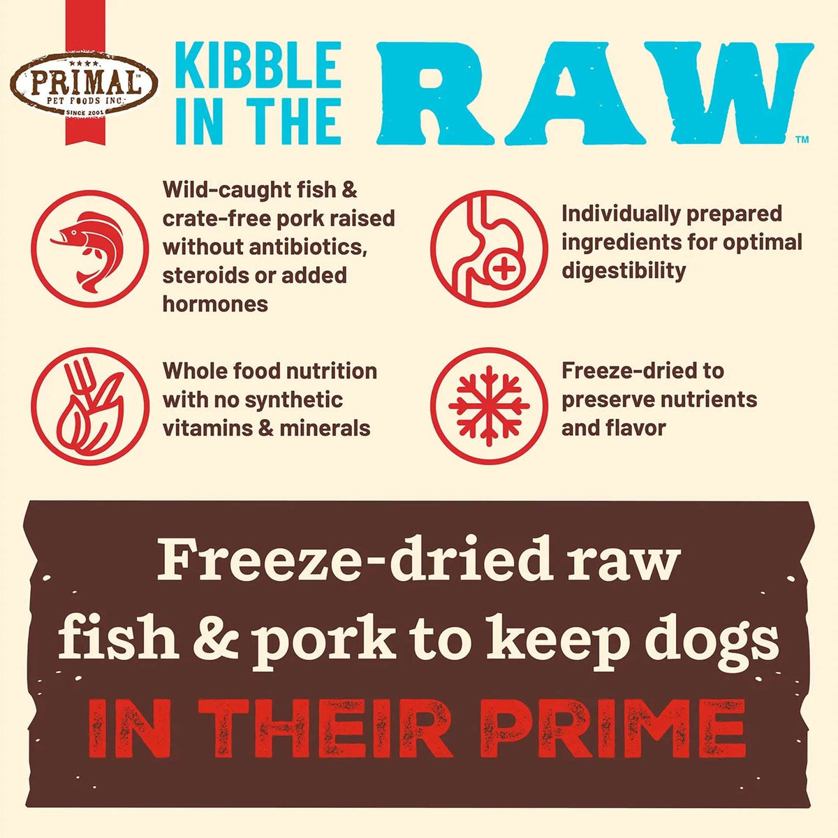 Primal Kibble in the Raw Freeze-Dried Raw Fish &amp; Pork Dog Food