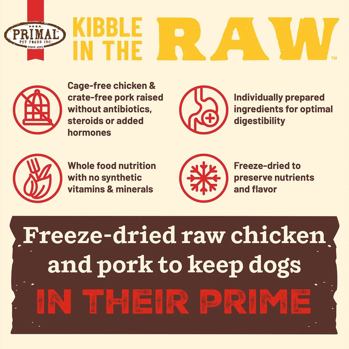 Primal Kibble in the Raw Puppy Freeze-Dried Raw Chicken &amp; Pork Dog Food