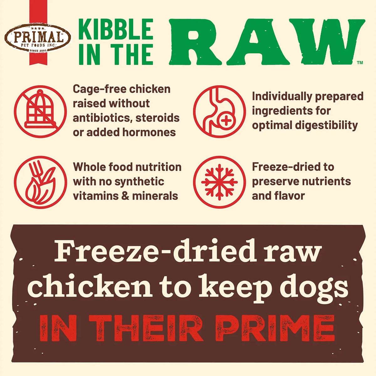 Primal Kibble in the Raw Freeze-Dried Raw Small Breed Chicken Dog Food