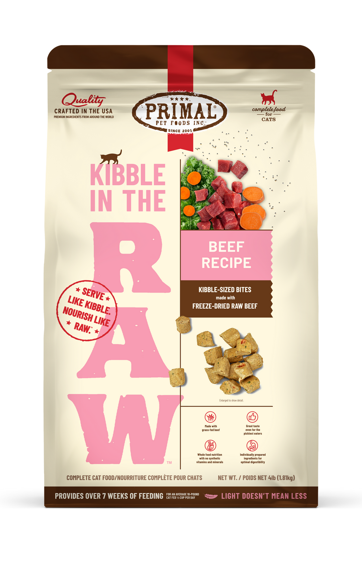 Primal Kibble in the Raw Freeze-Dried Raw Beef Cat Food