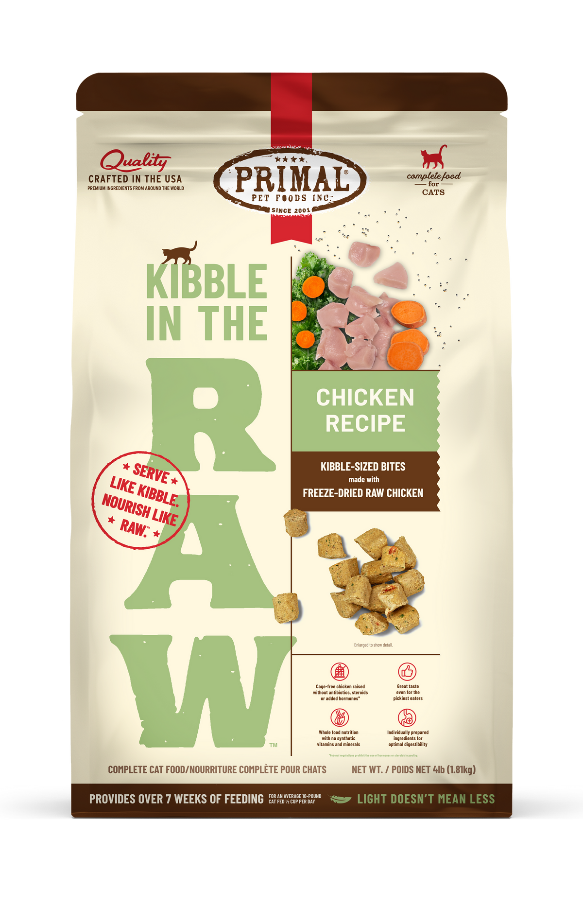 Primal Kibble in the Raw Freeze-Dried Chicken Cat Food