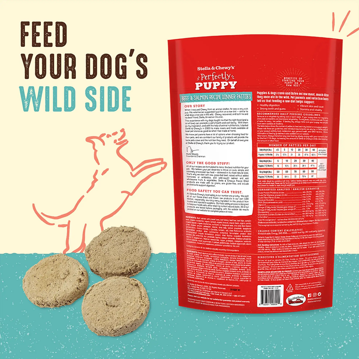Stella &amp; Chewy&#39;s Freeze-Dried Raw Perfectly Puppy Beef &amp; Salmon Dinner Patties Dog Food