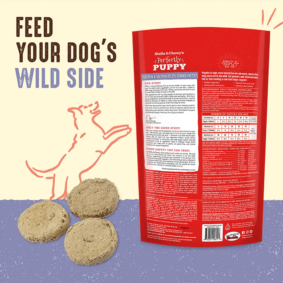 Stella &amp; Chewy&#39;s Freeze-Dried Raw Perfectly Puppy Chicken &amp; Salmon Dinner Patties Dog Food