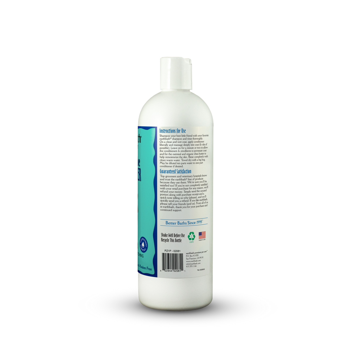 Earthbath Dog & Cat Shed Control Shampoo Green Tea & Awapuhi