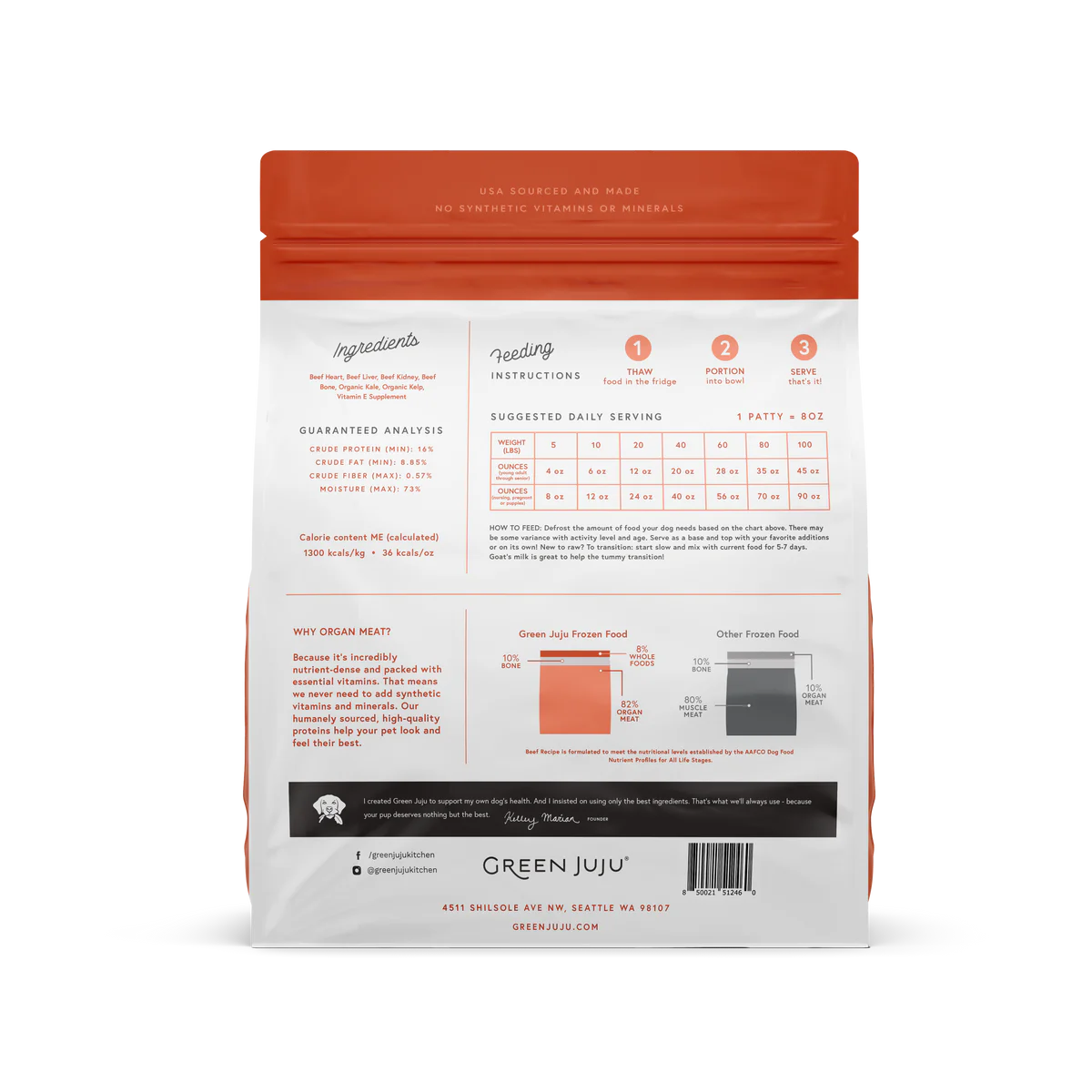 Green Juju Beef Recipe Frozen Raw Dog Food