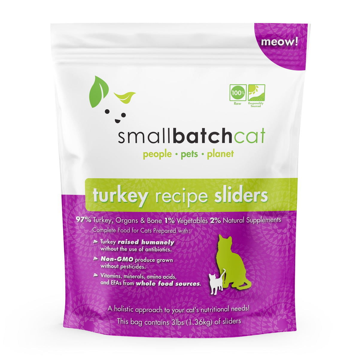 Small Batch Turkey Sliders Frozen Raw Cat Food