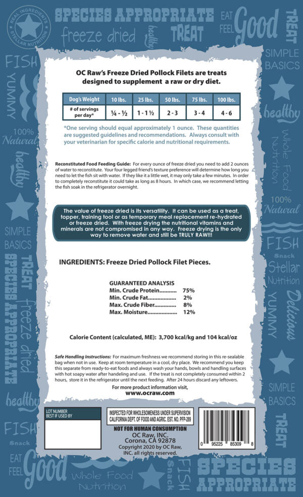 OC Raw Freeze-Dried Pollock Dog &amp; Cat Treats