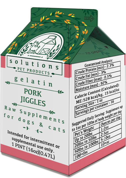 Solutions Pet Products Pork Jiggles Frozen Gelatin Bone Broth for Dogs and Cats