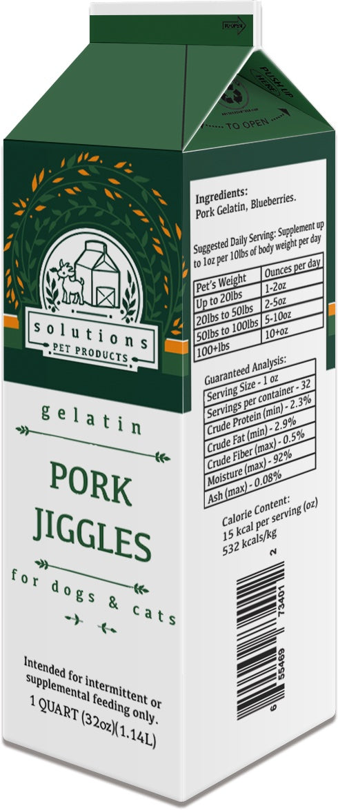 Solutions Pet Products Pork Jiggles Frozen Gelatin Bone Broth for Dogs and Cats