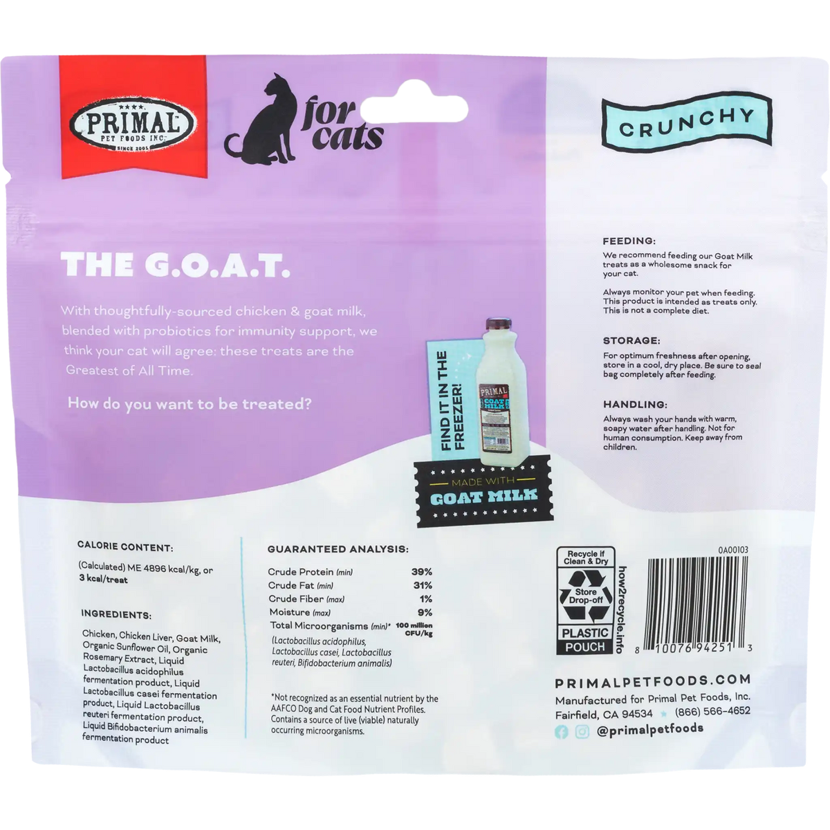 Primal The G.O.A.T Freeze-Dried Chicken &amp; Goat Milk Cat Treats