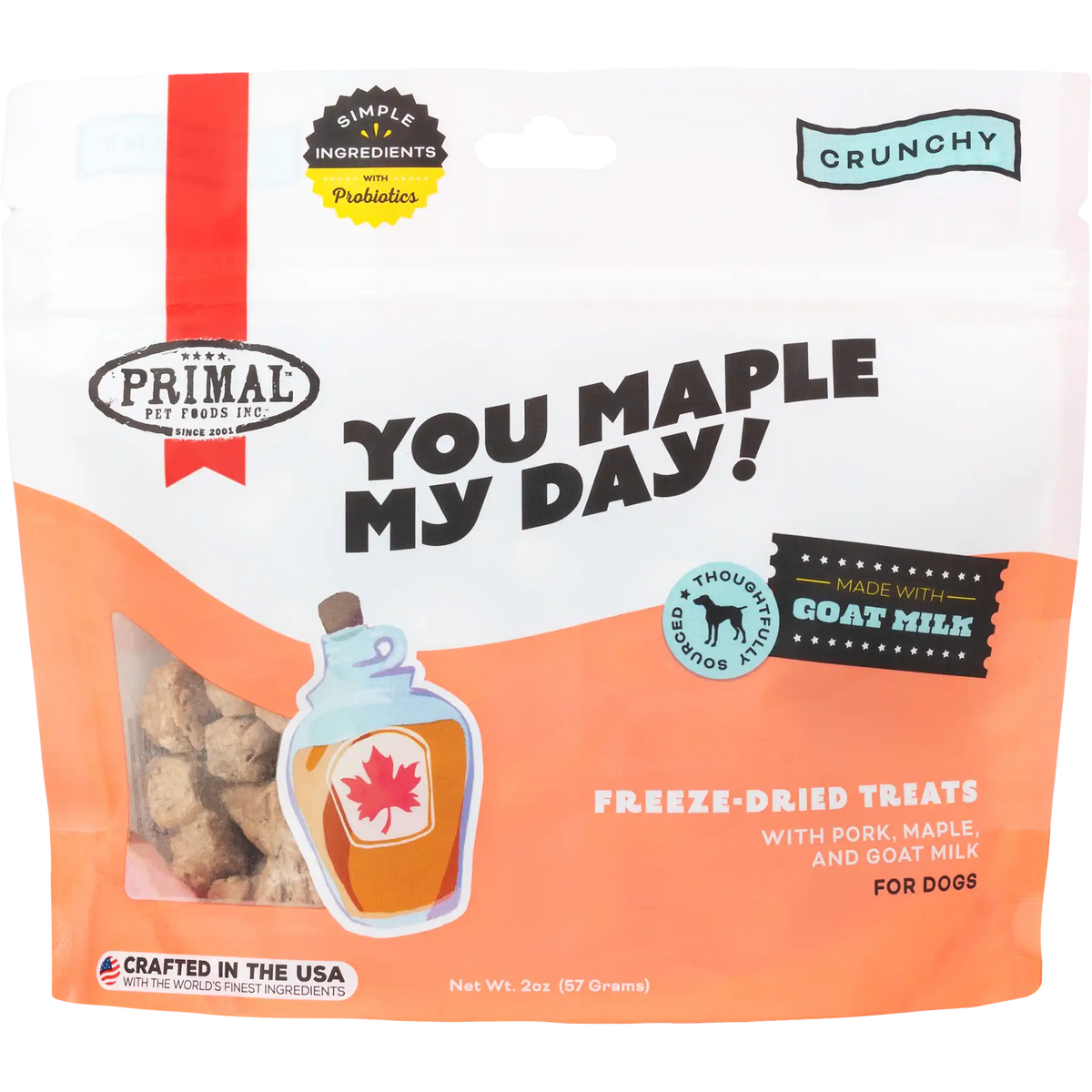 Primal You Maple My Day! Freeze-Dried Pork, Maple &amp; Goat Milk Dog Treats