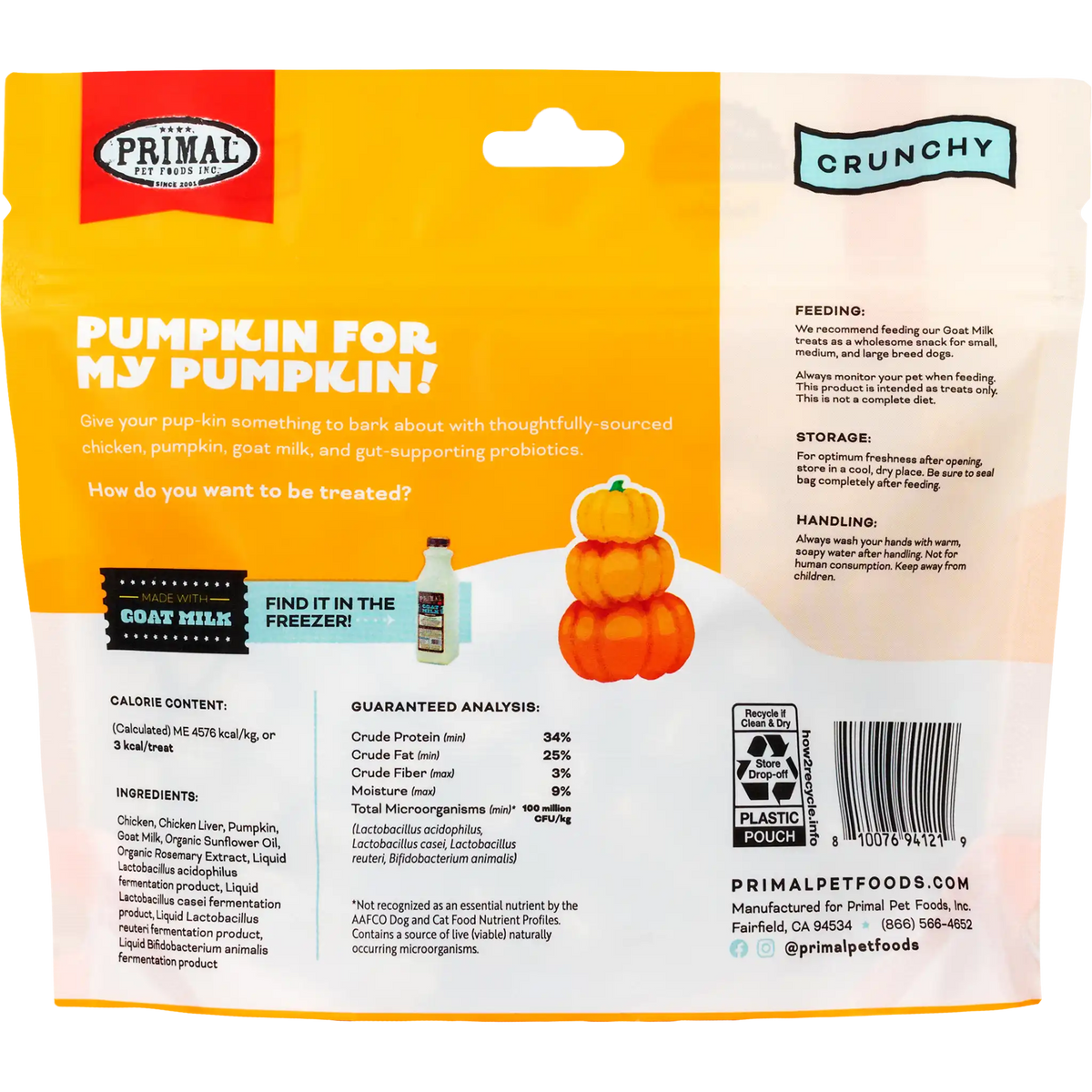 Primal Pumpkin For My Pumpkin! Chicken, Pumpkin &amp; Goat Milk Dog Treats