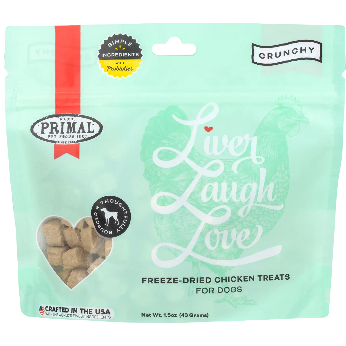 Primal Liver Laugh Love Freeze-Dried Chicken Dog Treats