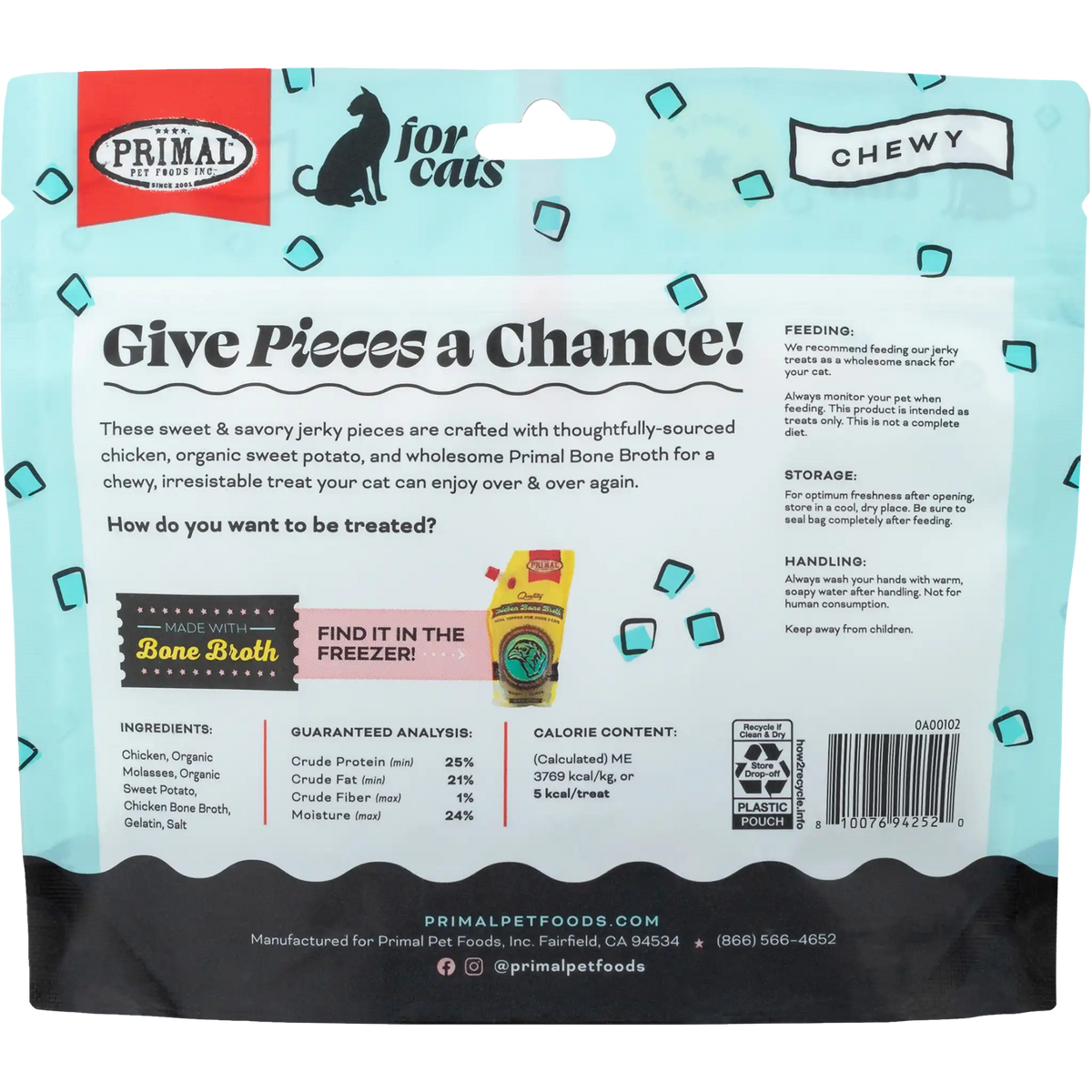 Primal Give Pieces a Chance! Chicken Jerky Cat Treats