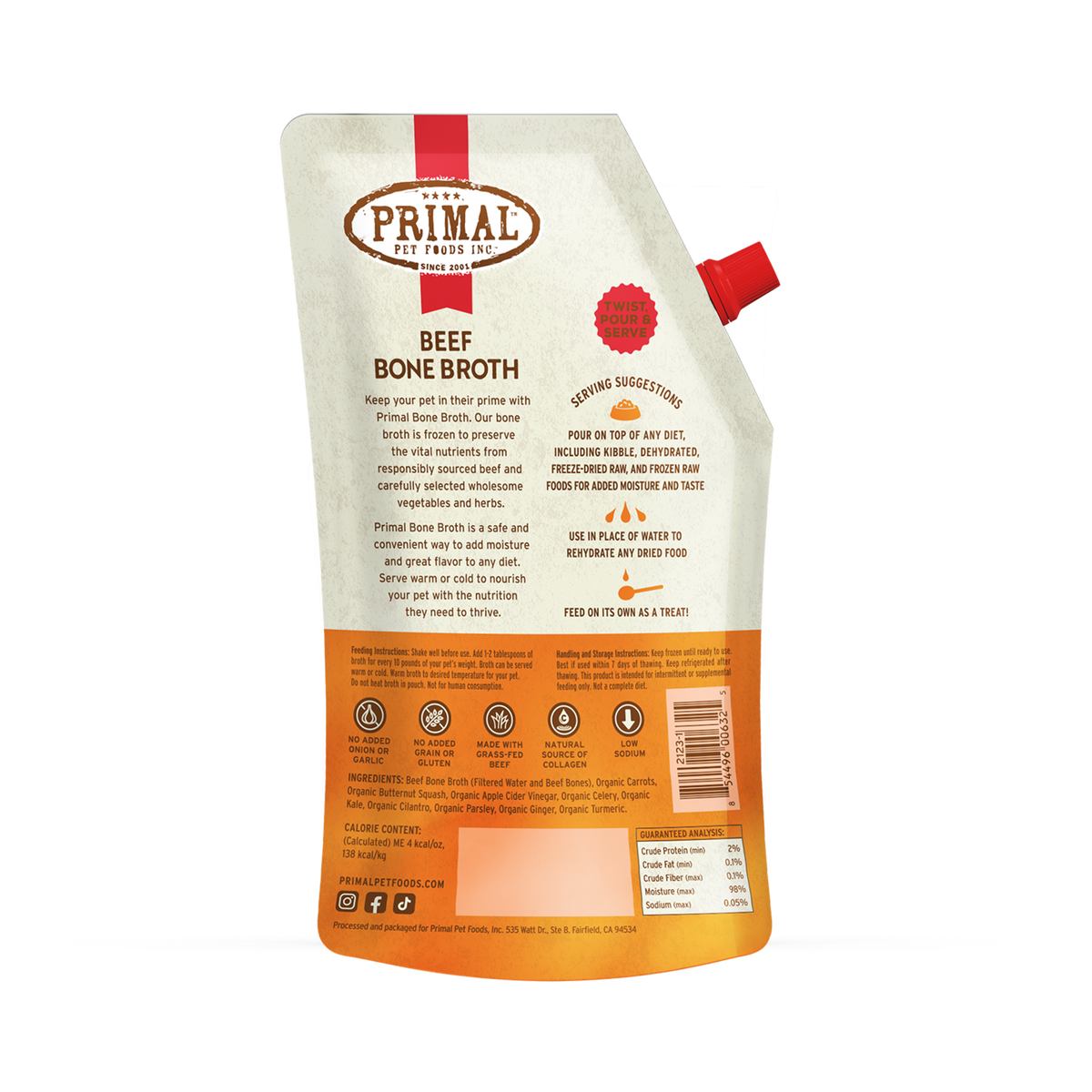 Primal Dog &amp; Cat Frozen Beef Bone Broth