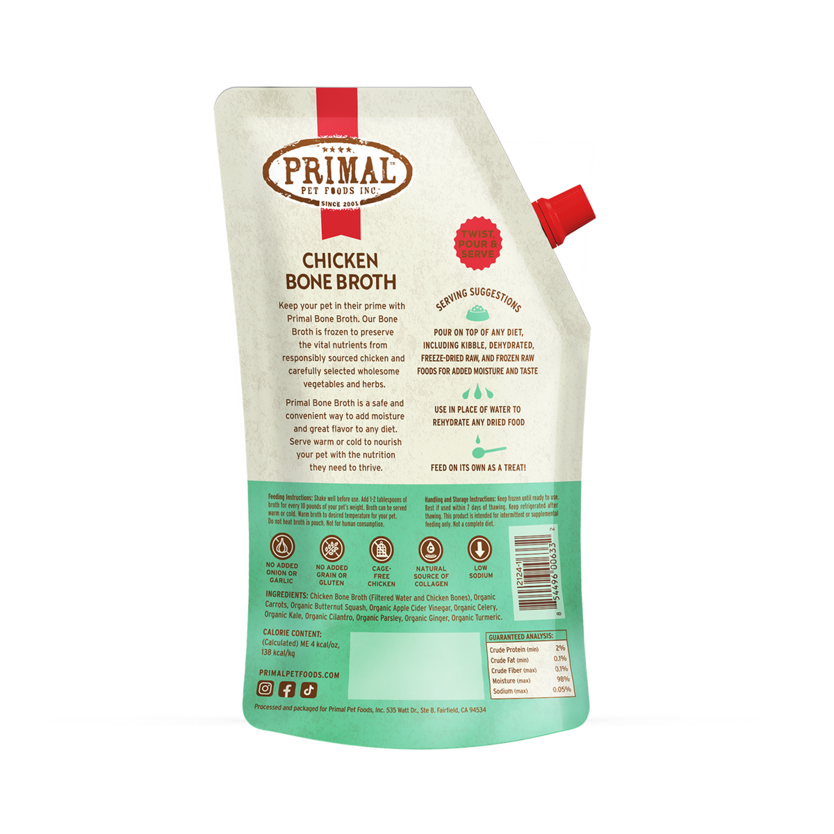 Primal Dog &amp; Cat Frozen Chicken Bone Broth