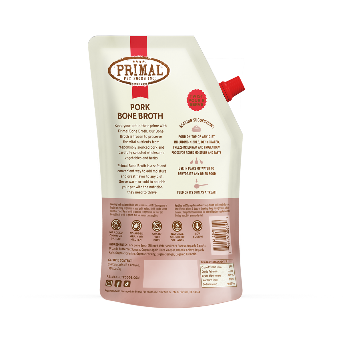 Primal Dog &amp; Cat Frozen Pork Bone Broth