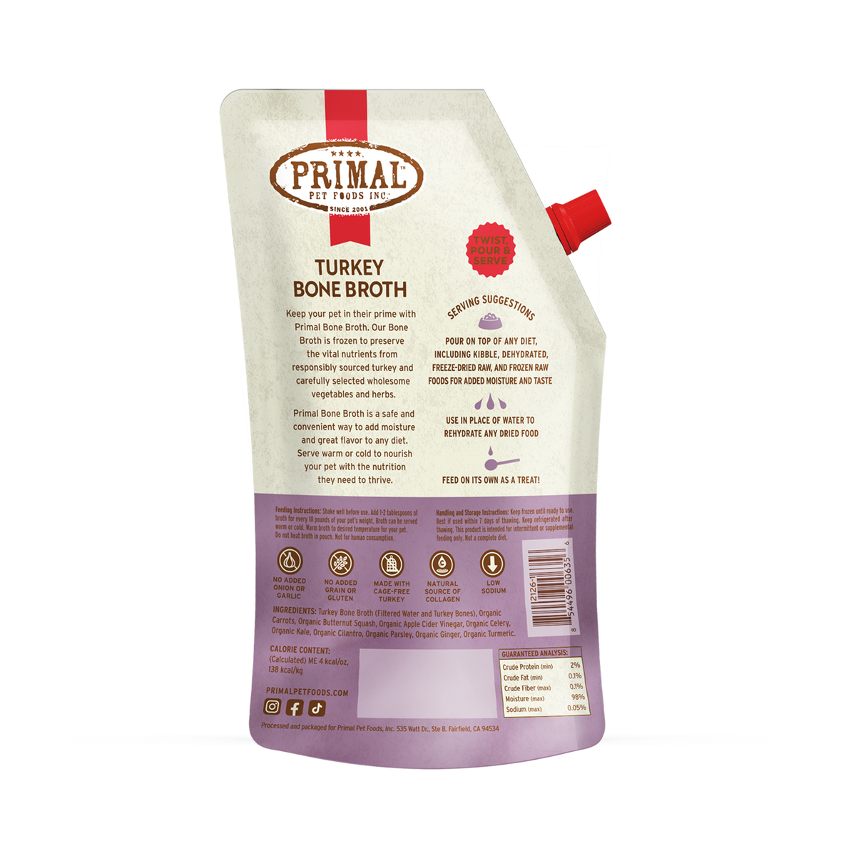 Primal Dog &amp; Cat Frozen Turkey Bone Broth