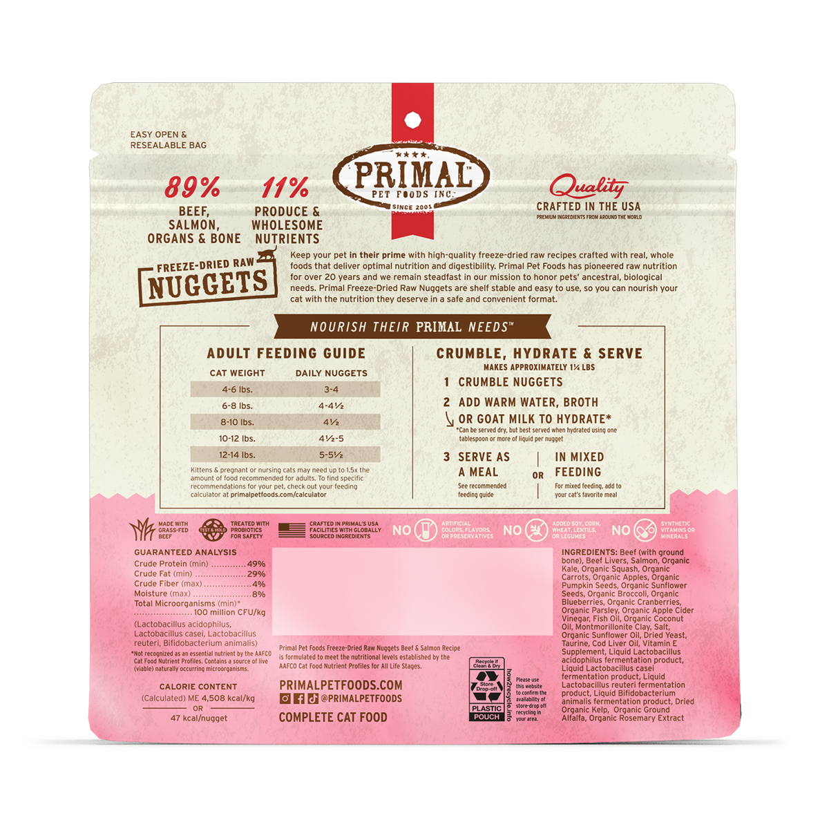 Primal Freeze-Dried Raw Nuggets Beef &amp; Salmon Cat Food