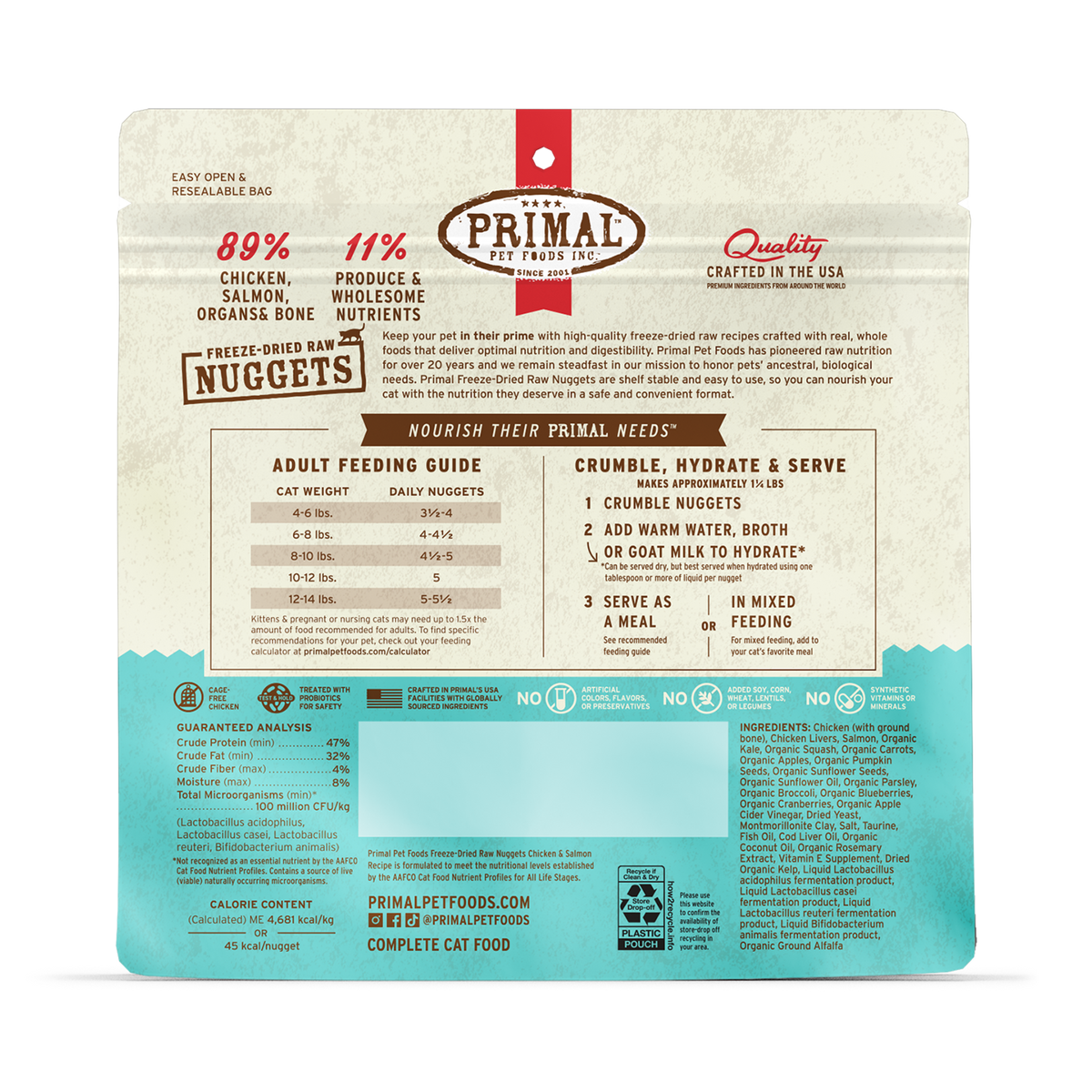 Primal Freeze-Dried Raw Nuggets Chicken &amp; Salmon Cat Food