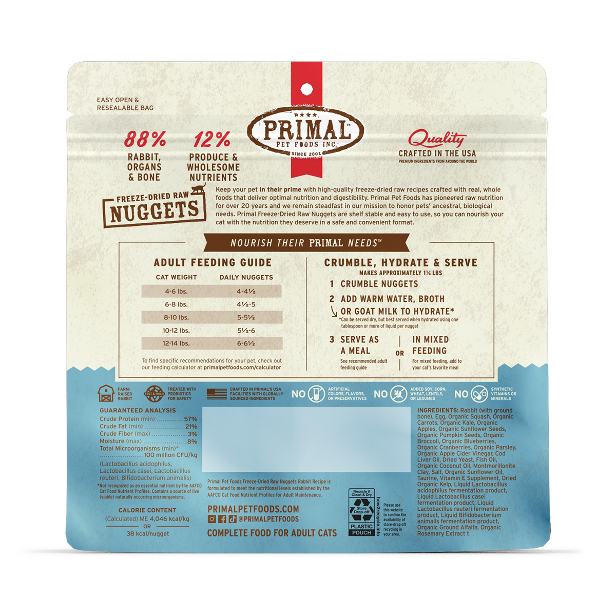 Primal Freeze-Dried Raw Nuggets Rabbit Cat Food
