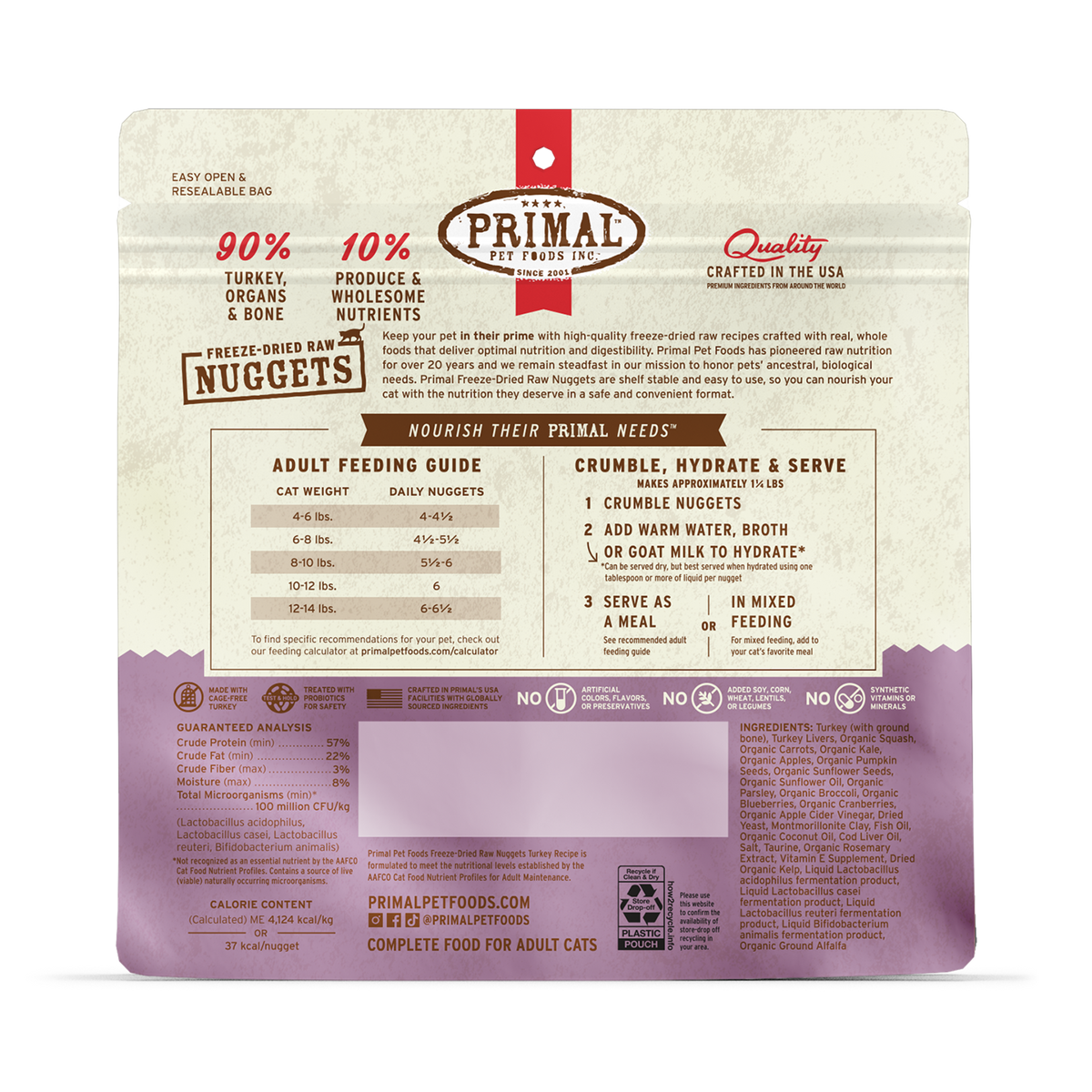 Primal Freeze-Dried Raw Nuggets Turkey Cat Food