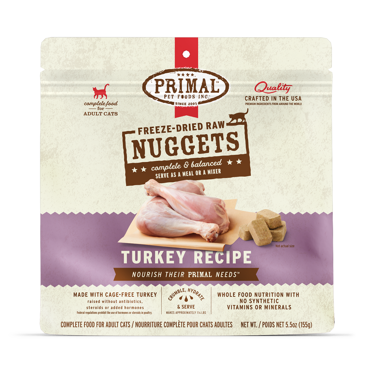 Primal Freeze-Dried Raw Nuggets Turkey Cat Food