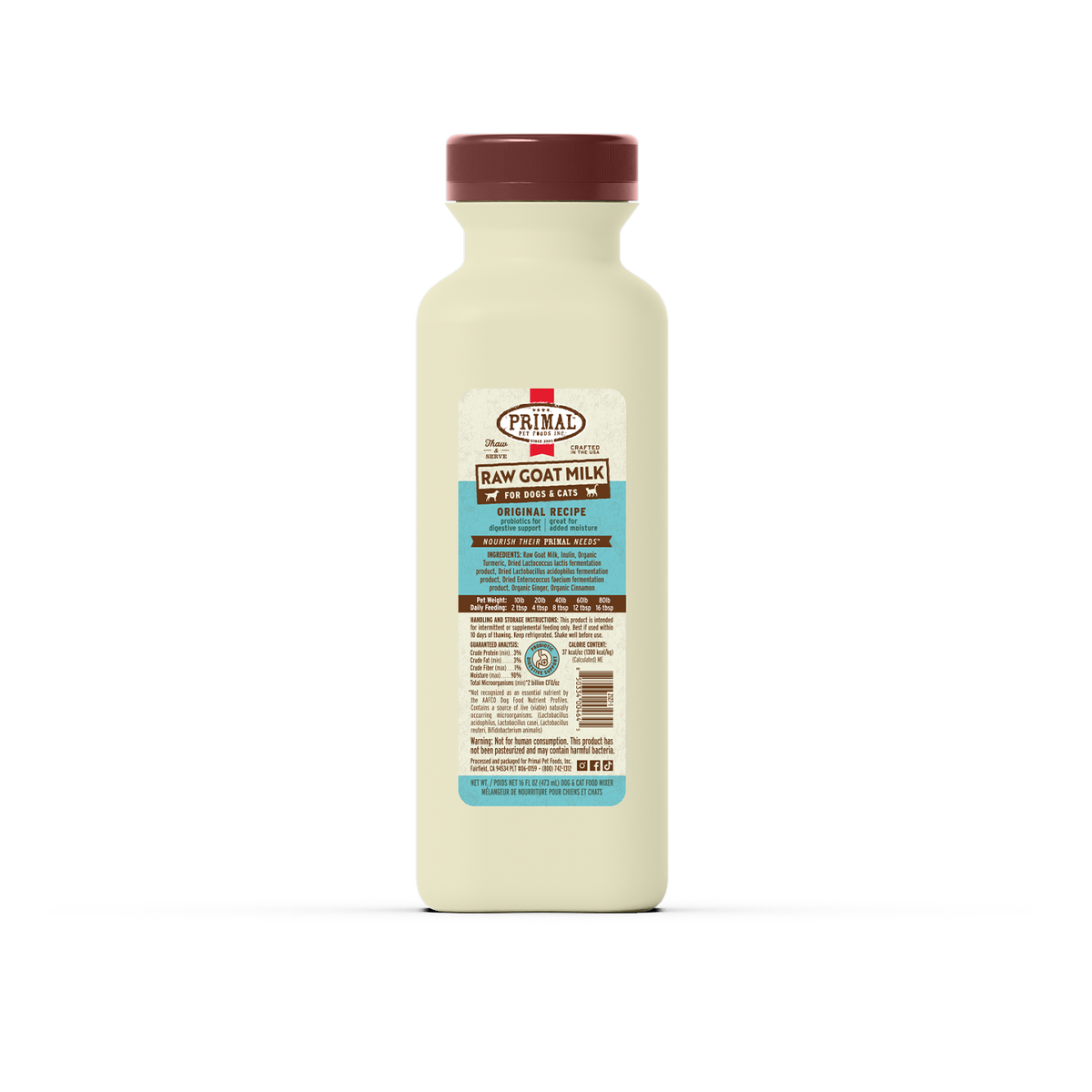 Primal Frozen Goat Milk for Dogs &amp; Cats