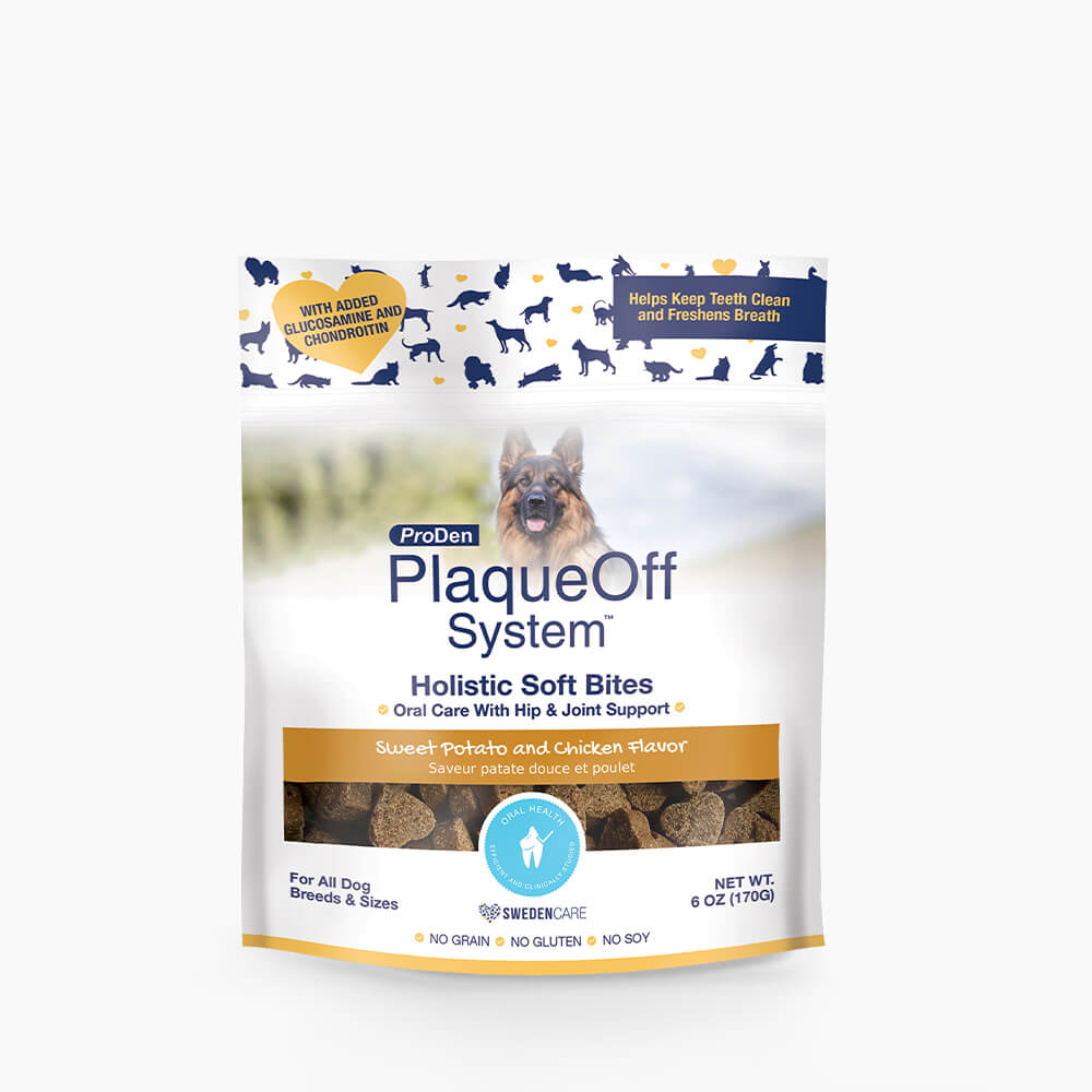 ProDen PlaqueOff Holistic Soft Bites Oral Care with Hip & Joint Support Sweet Potato & Chicken Dog Treats