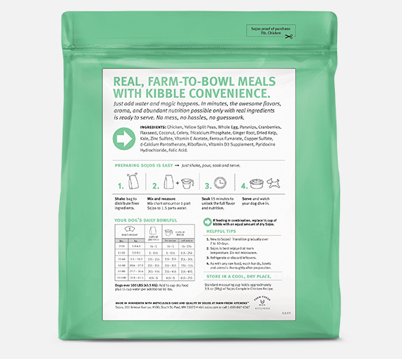 Sojos Freeze-Dried Raw Complete Chicken Dog Food