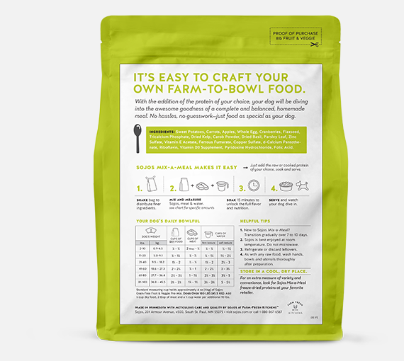 Sojos Freeze-Dried Mix-A-Meal Grain Free Fruit &amp; Vegetable for Dogs