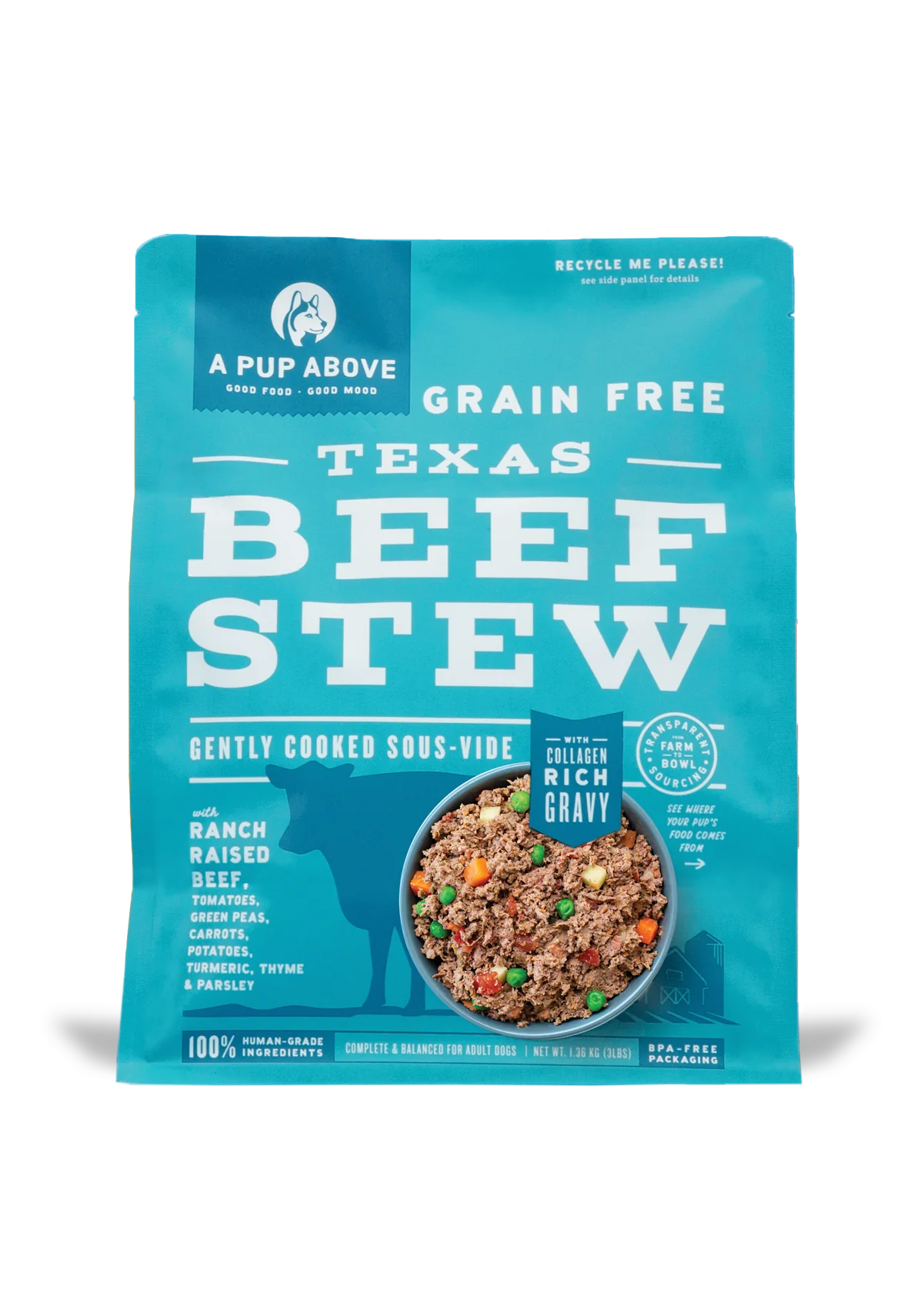A Pup Above Grain Free Texas Beef Stew Gently Cooked Frozen Dog Food