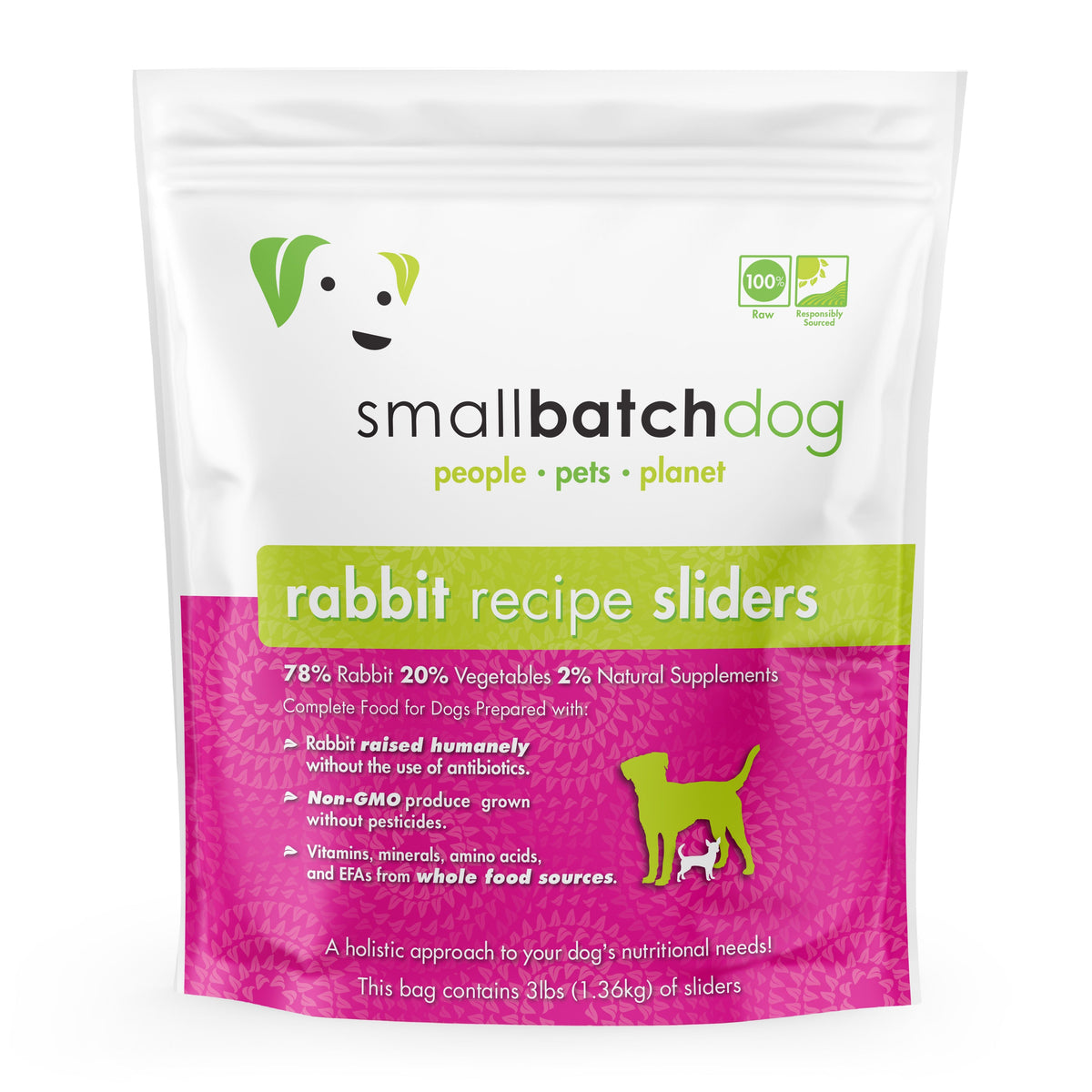 Small Batch Rabbit Sliders Frozen Raw Dog Food