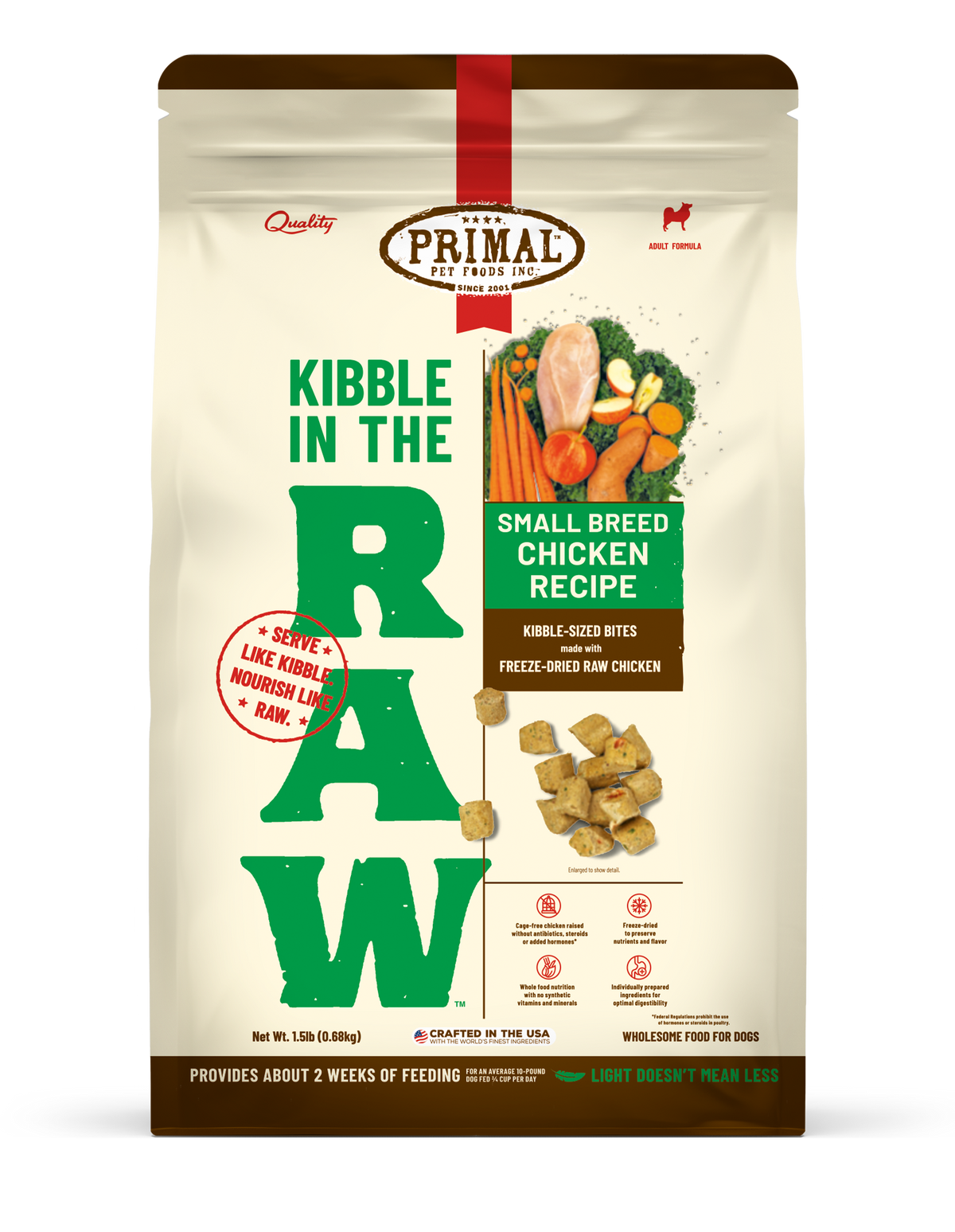 Primal Kibble in the Raw Freeze-Dried Raw Small Breed Chicken Dog Food