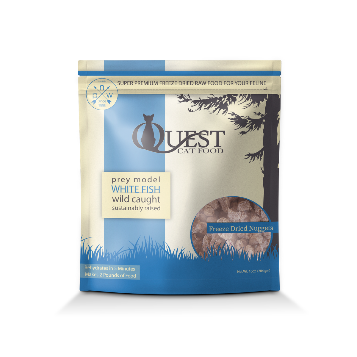 Steve&#39;s Real Food Quest Freeze-Dried Raw Nuggets Prey Model Whitefish Cat Food
