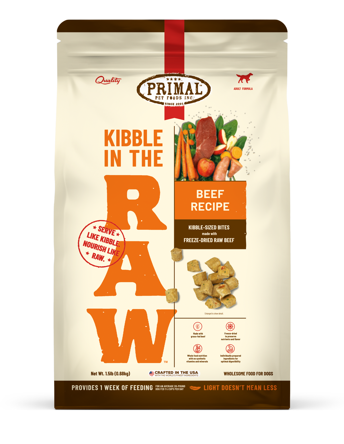 Primal Kibble in the Raw Freeze-Dried Raw Beef Dog Food