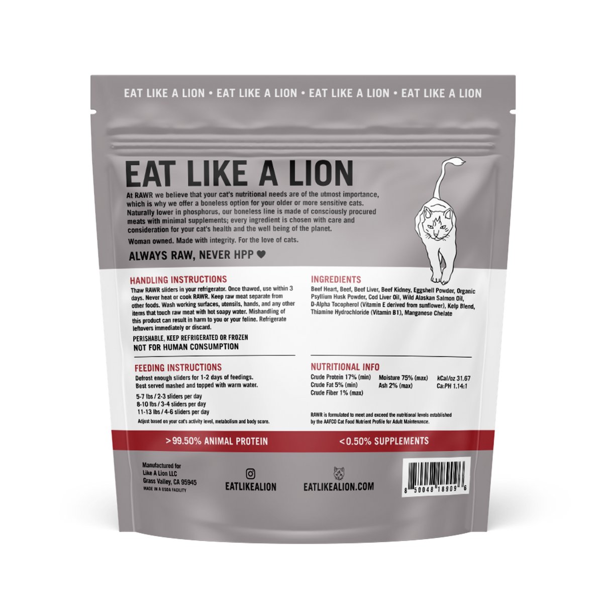 Rawr Boneless Beef Eats Frozen Sliders Raw Cat Food