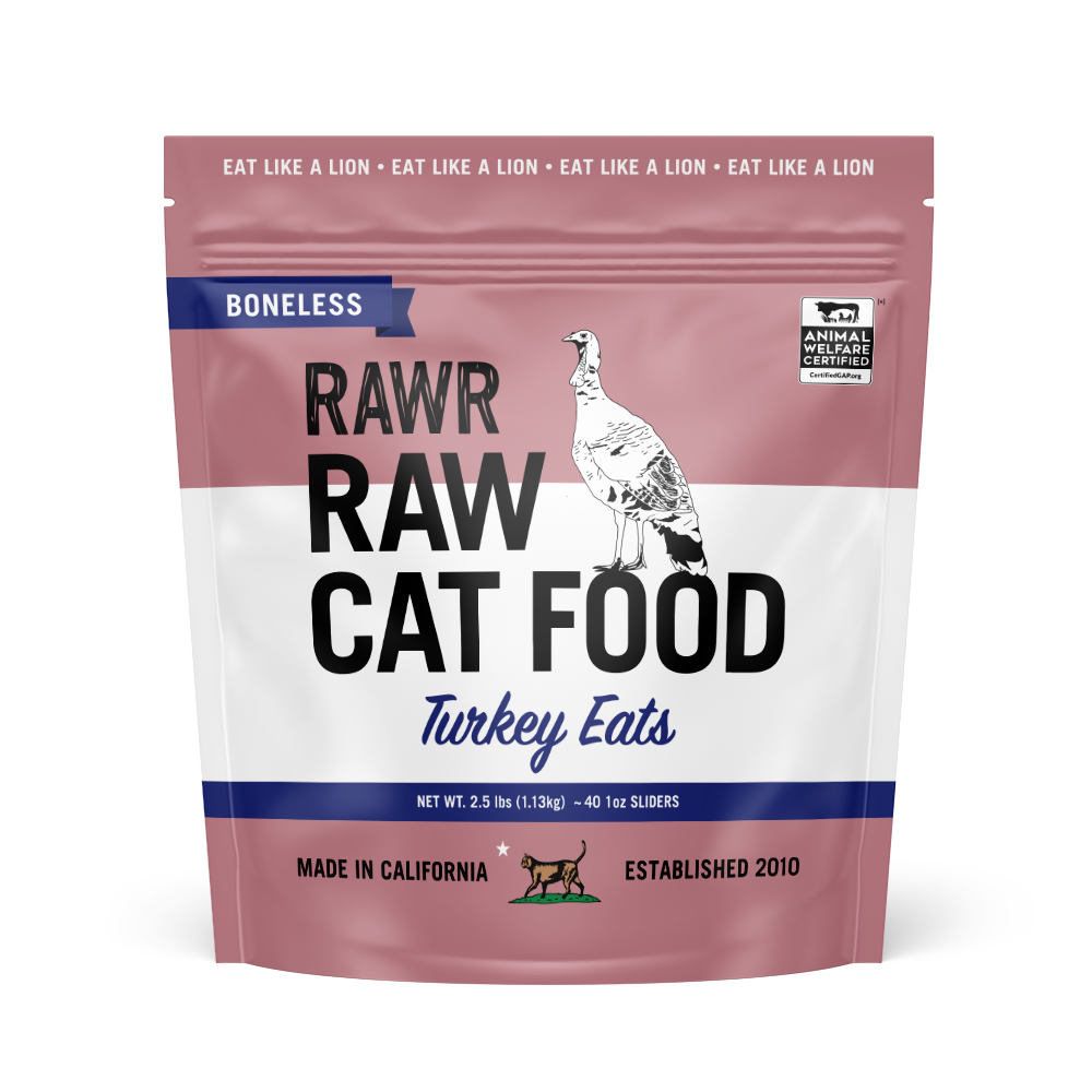 Rawr Boneless Turkey Eats Frozen Sliders Raw Cat Food