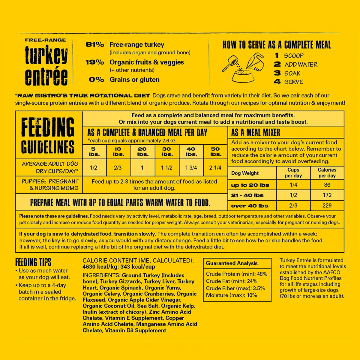 Raw Bistro Free-Range Turkey Entrée Dehydrated Dog Food