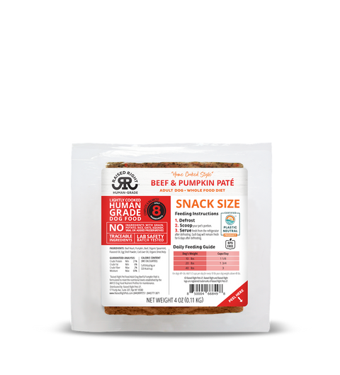 Raised Right Lightly Cooked Beef &amp; Pumpkin Paté Frozen Dog Food
