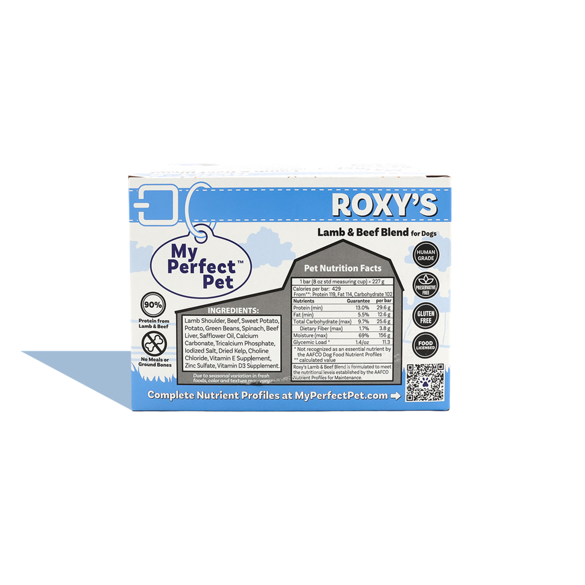 My Perfect Pet Roxy&#39;s Lamb &amp; Beef Blend Gently Cooked Grain Free Frozen Dog Food
