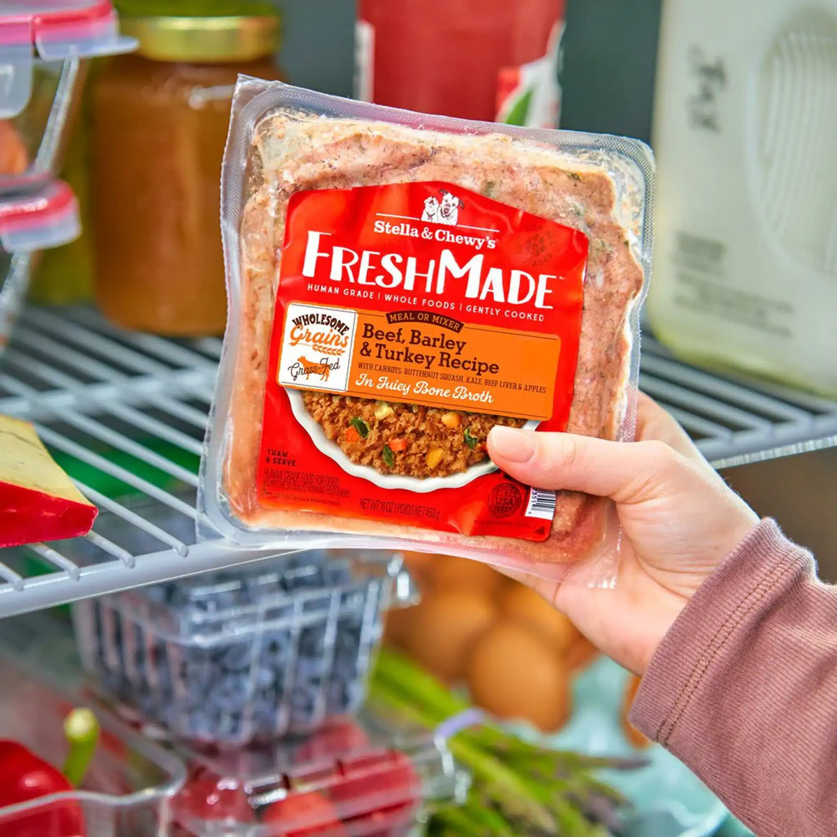 Stella &amp; Chewy&#39;s Fresh Made Wholesome Grains Beef, Barley &amp; Turkey Gently Cooked Dog Food