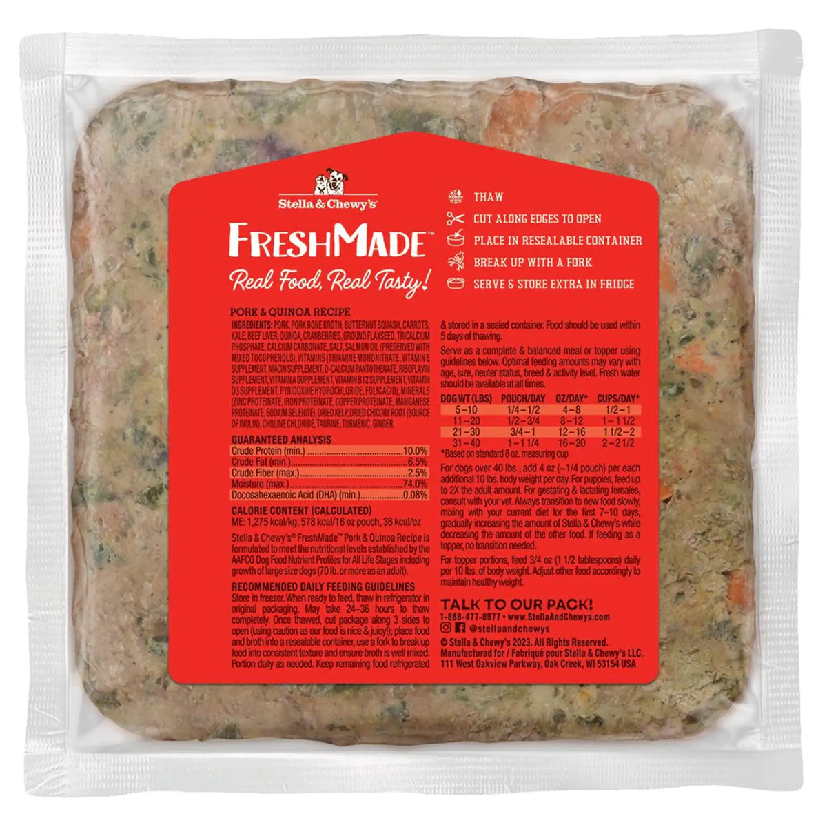 Stella &amp; Chewy&#39;s FreshMade Wholesome Grains Pork &amp; Quinoa Gently Cooked Dog Food