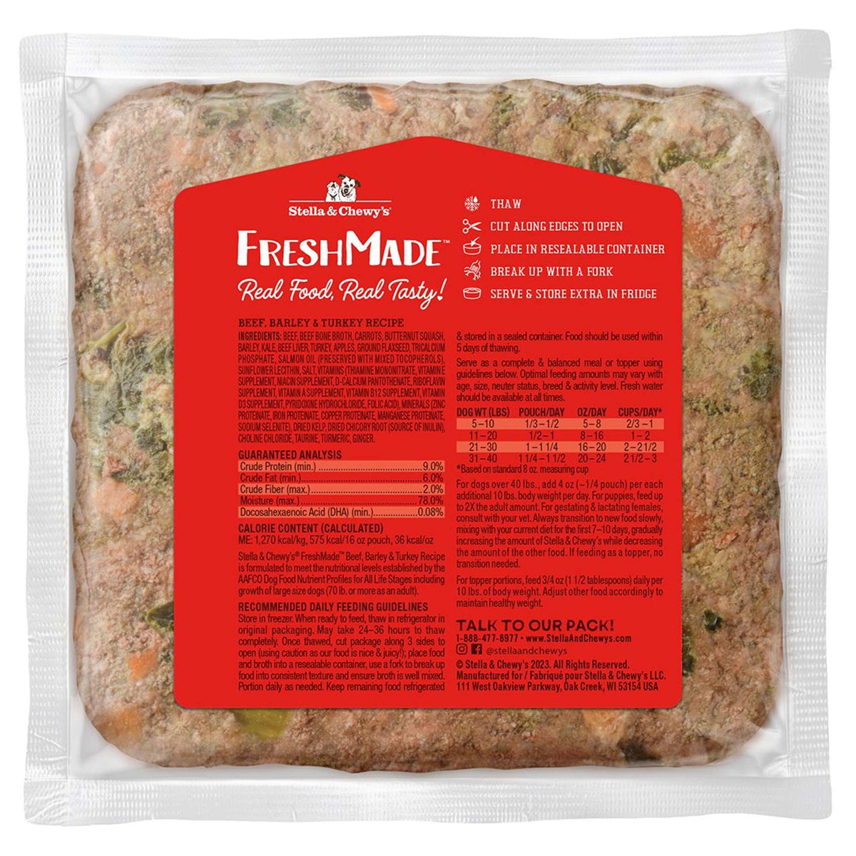 Stella &amp; Chewy&#39;s Fresh Made Wholesome Grains Beef, Barley &amp; Turkey Gently Cooked Dog Food