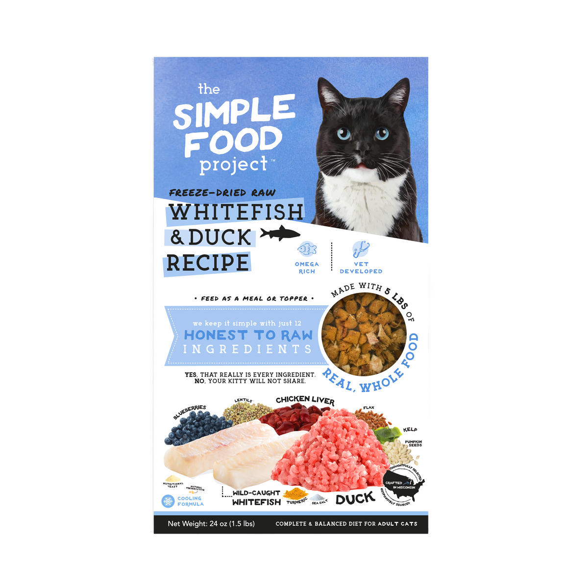 The Simple Food Project Whitefish &amp; Duck Freeze-Dried Raw Cat Food
