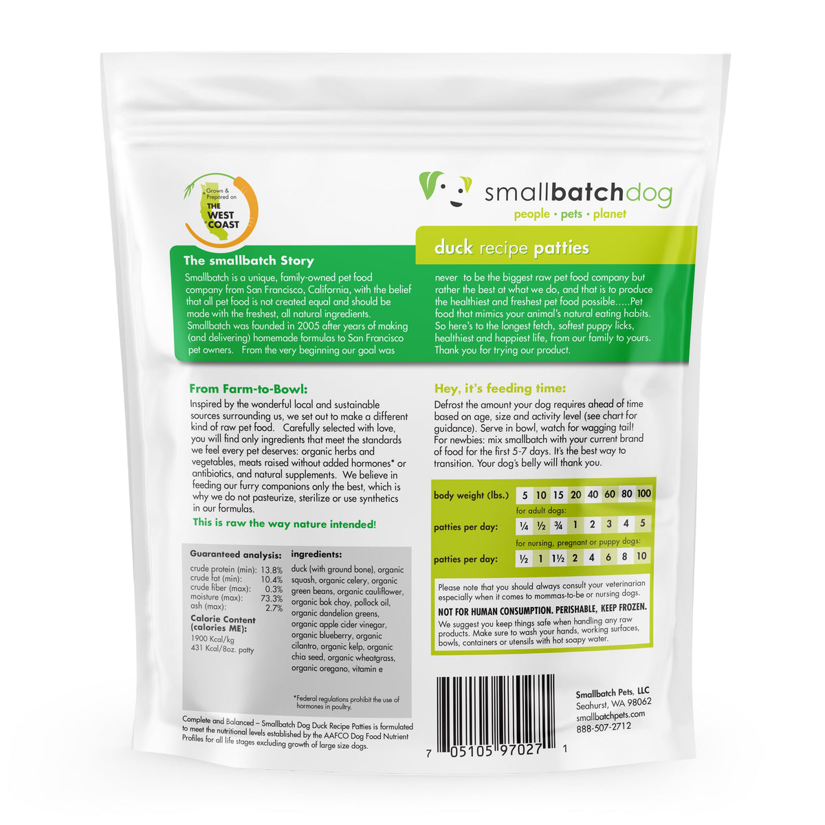 Small Batch Duck Patties Frozen Raw Dog Food