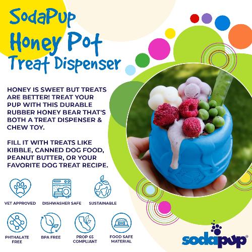 SodaPup Honey Pot Durable PUP-X Rubber Treat Dispenser & Enrichment Toy