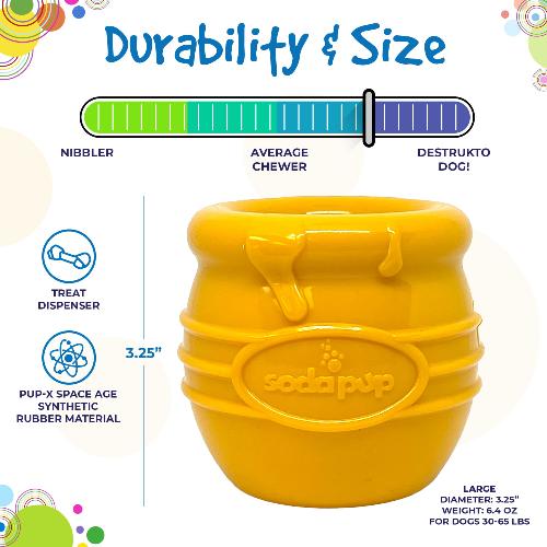 SodaPup Honey Pot Durable PUP-X Rubber Treat Dispenser & Enrichment Toy