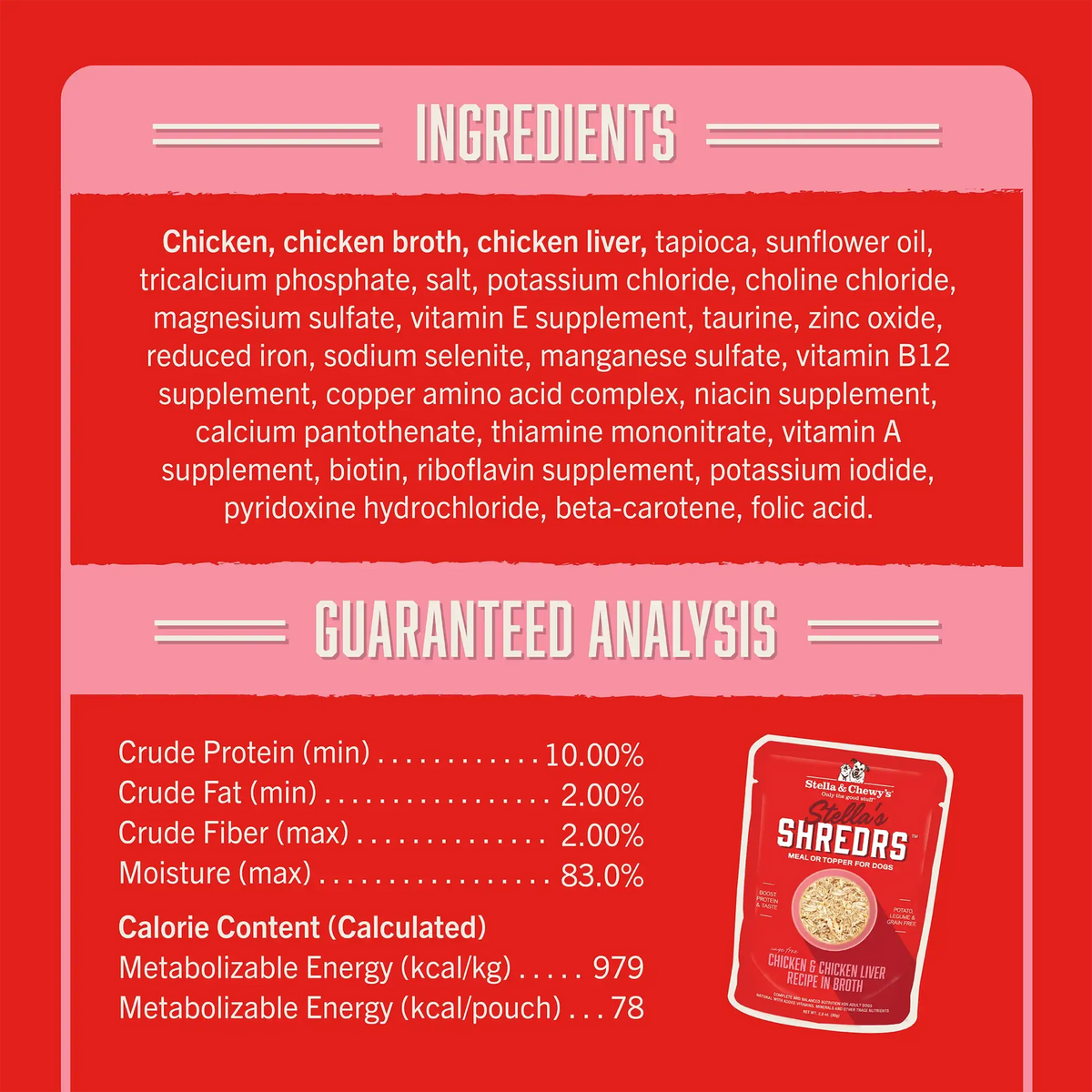 Stella &amp; Chewy&#39;s Stella&#39;s Shredrs Chicken &amp; Chicken Liver in Broth Dog Food