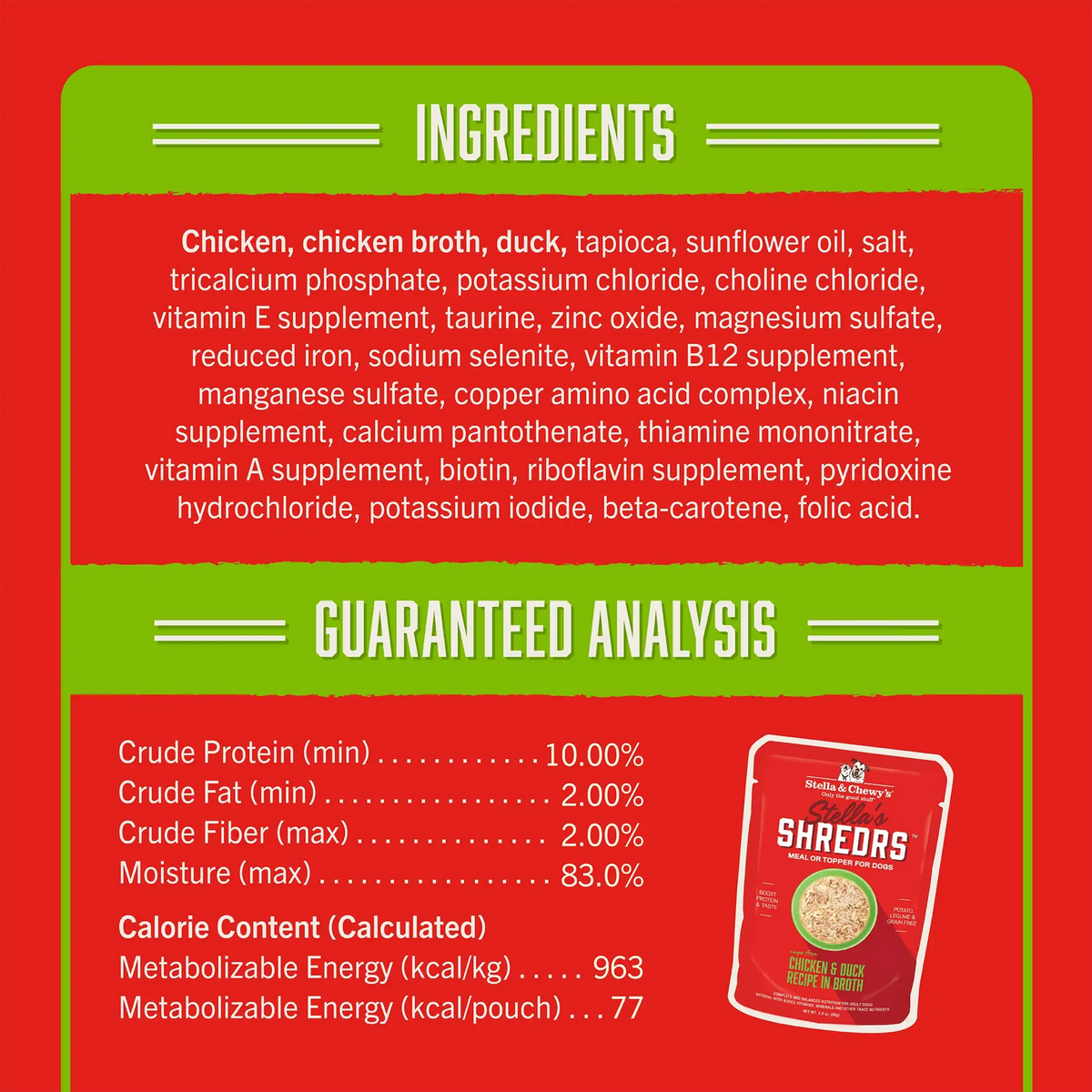 Stella &amp; Chewy&#39;s Stella&#39;s Shredrs Chicken &amp; Duck in Broth Dog Food